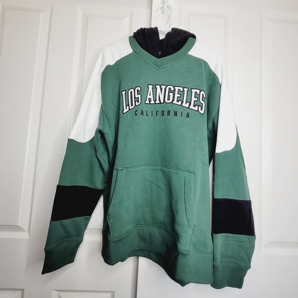 Hollister Mens Green Black Hooded Pullover Sweater Size Small Terry nwt